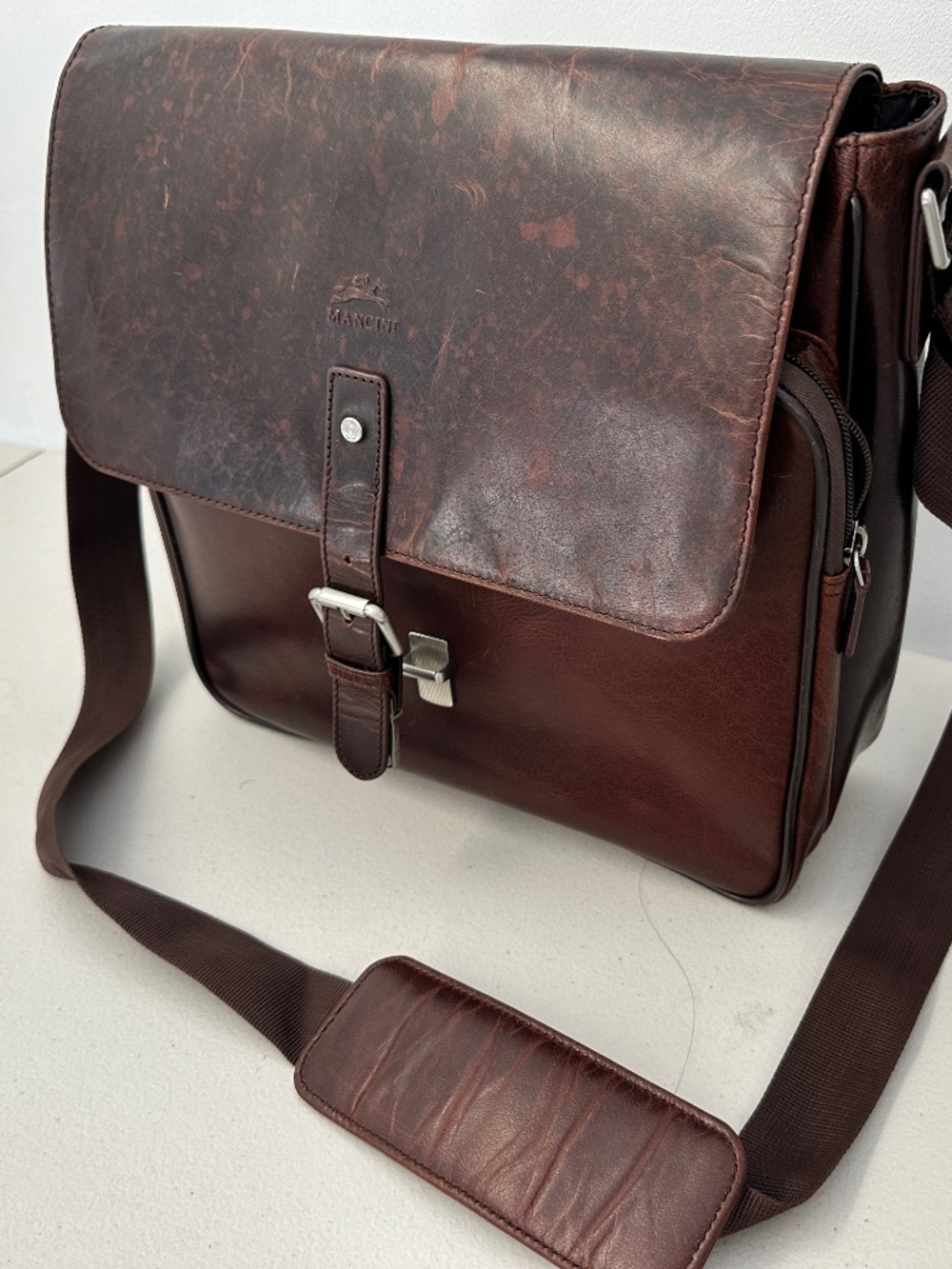 Mancini Leather Briefcase with adjustable shoulder strap